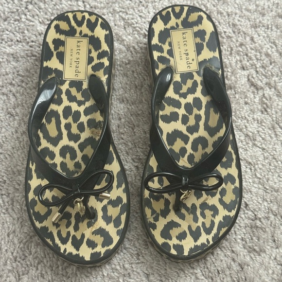 Kate Spade Black and Animal Print Sandals - Picture 1 of 5